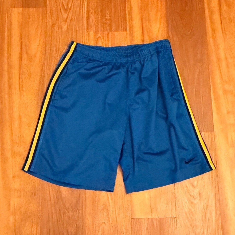 2010s Nike Basketball Blue Yellow Athletic Shorts Men's Size Medium